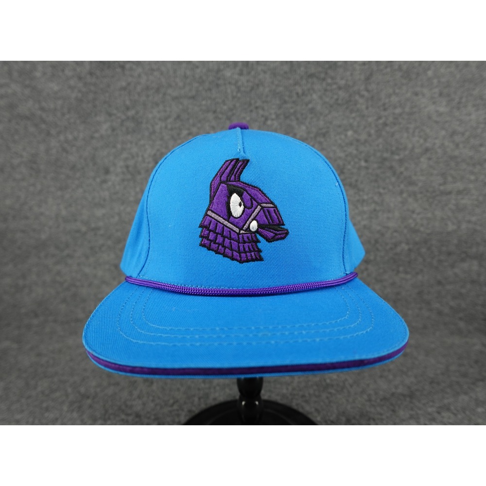 Fortnite Snapback Hat Youth OSFM Blue Loot Llama Embroidered Flat Brim